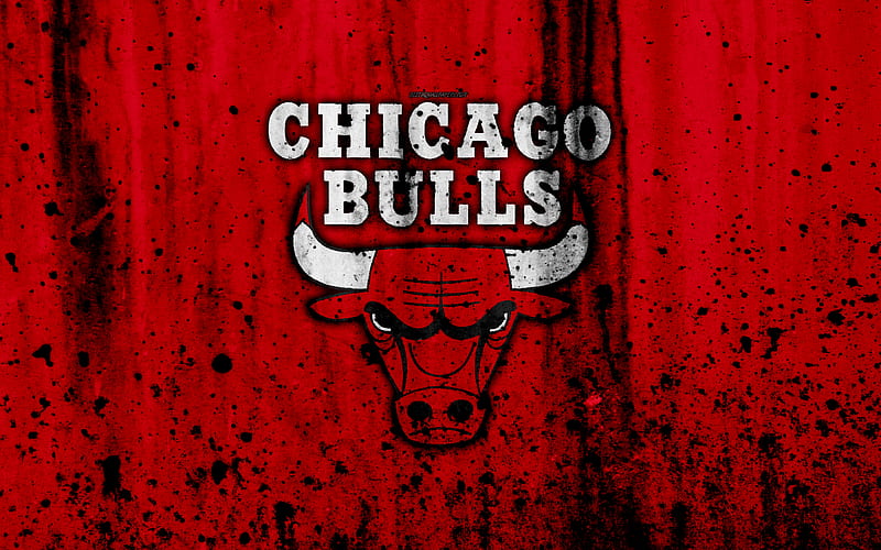 Chicago Bulls grunge, NBA, basketball club, Eastern Conference, USA, emblem, stone texture, basketball, Central Division, HD wallpaper