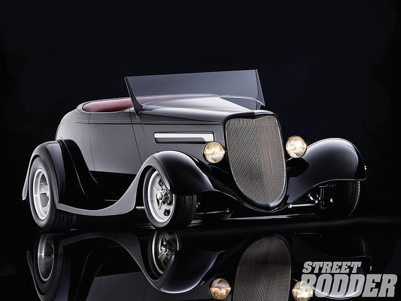 34 Roadster, black, rod, custom, ford, HD wallpaper
