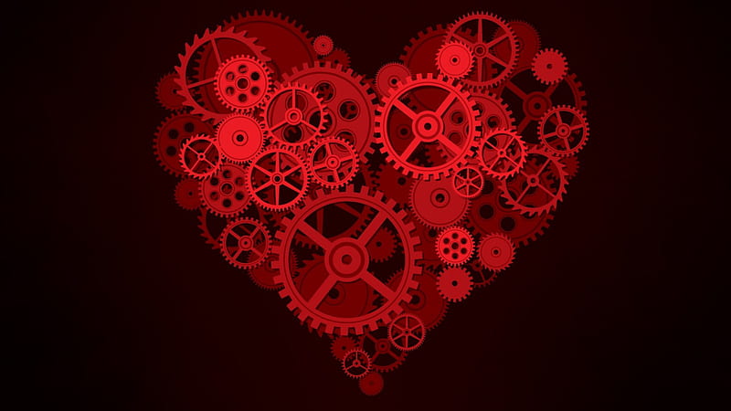 Heart Gears, valentines, forma, gears, love, heart, graphics, vector, HD wallpaper