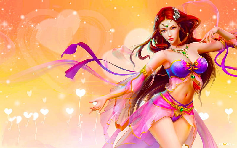 Fantasy Beauty Colorful Art Cg Bonito Woman Fantasy Girl Digital Beauty Hd Wallpaper 1091