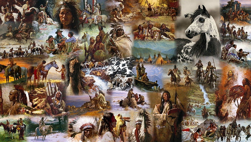 native american, redman, horses, powwow, HD wallpaper