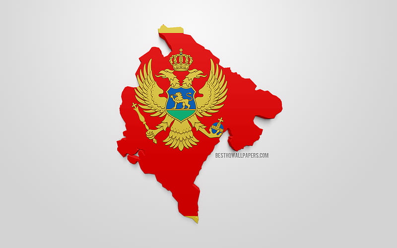 3d flag of Montenegro, map silhouette of Montenegro, 3d art, Montenegro 3d flag, Europe, Montenegro, geography, Montenegro 3d silhouette, HD wallpaper