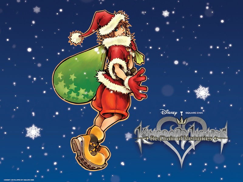 Christmas Hearts!, Sora, Kingdom Hearts Chain Of Memories, Chirstmas, Snowflakes, Kingdom Hearts, HD wallpaper