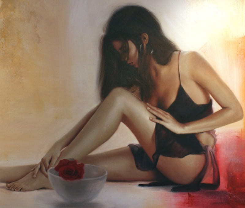 Memory, art, paintings, cool, people, realistic, sexy, HD wallpaper