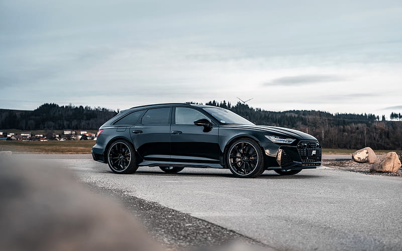 2020, Audi RS6 Avant, ABT, front view, exterior, new black RS6, tuning RS6, German cars, Audi, HD wallpaper