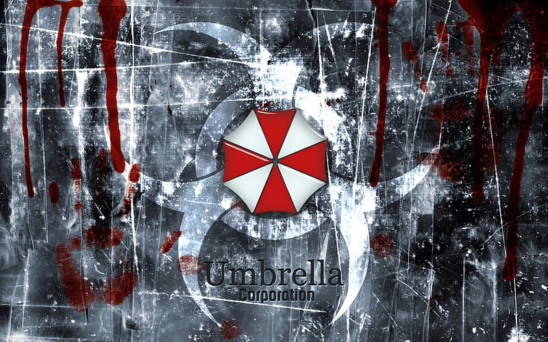 Residen Evil Umbrella Corporation, corporation, undead, umbrella, residen evil, hand prints, zombie, blood, HD wallpaper