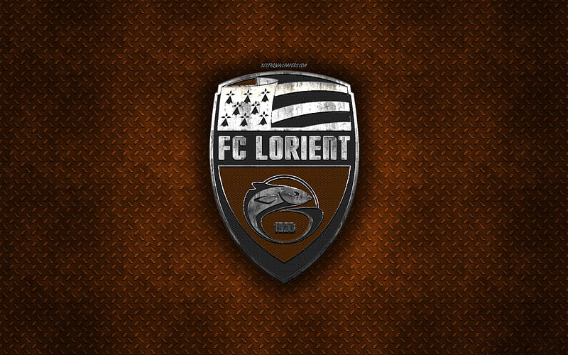 FC Lorient, French football club, orange metal texture, metal logo, emblem, Lorient, France, Ligue 2, creative art, football, HD wallpaper