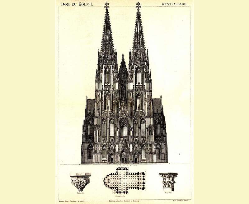Cologne Dom, architecture graph, West façade, west facade, cologne dom, architecture graph, HD wallpaper