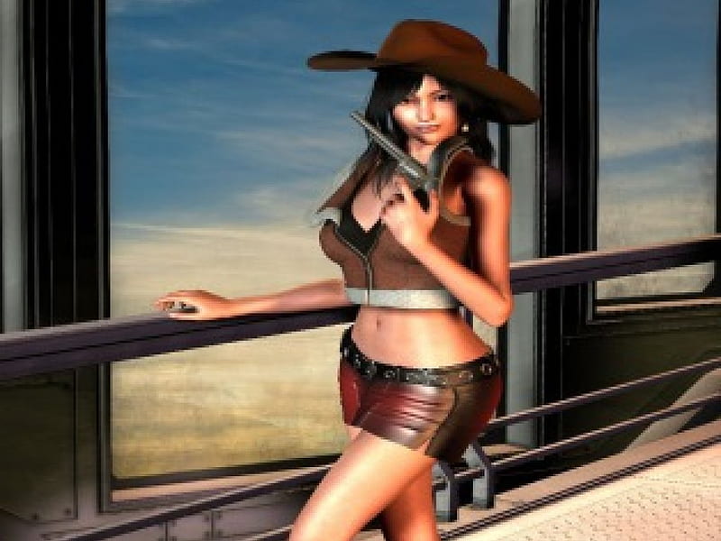 1920x1080px, 1080P free download | Futuristic Cowgirl, pretty, westerns