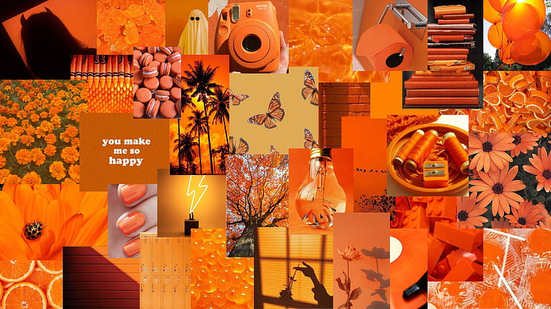 Aesthetic Neon Orange Collage, Yellow and Orange Aesthetic, HD wallpaper