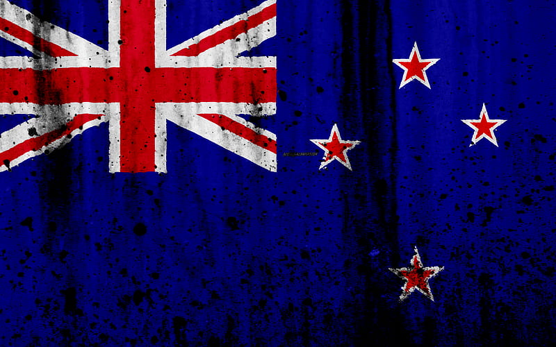 New Zealand flag grunge, flag of New Zealand, Oceania, New Zealand, national symbols, New Zealand national flag, HD wallpaper