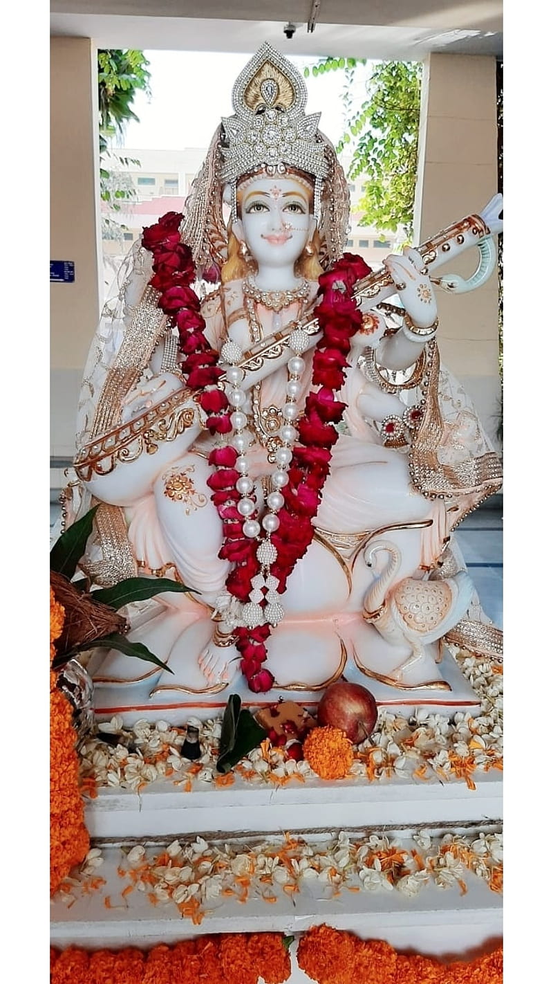 Saraswati ji, dp, fb, god, hindu goddess, lockscreen, maa, HD phone wallpaper