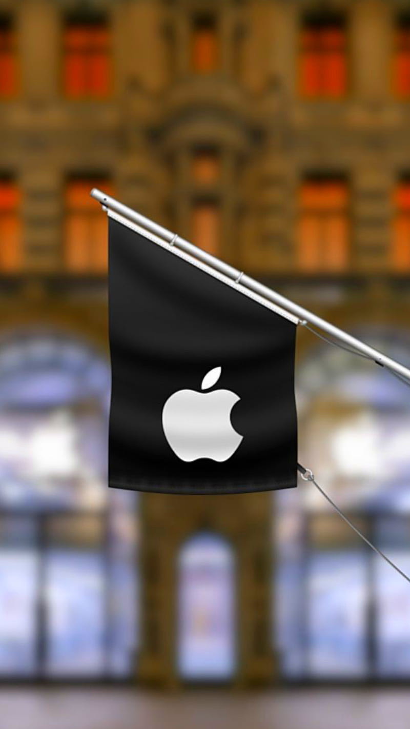 Apple flag, black, blur, logo, HD phone wallpaper