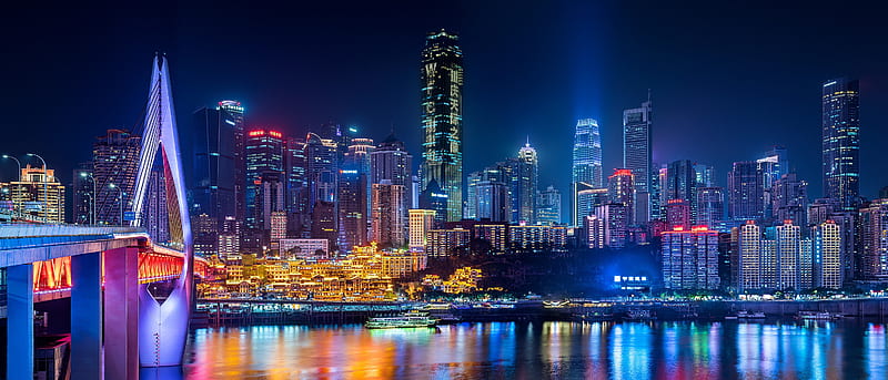 Cities, Chongqing, Building, China, City, Night, Skyscraper, HD wallpaper