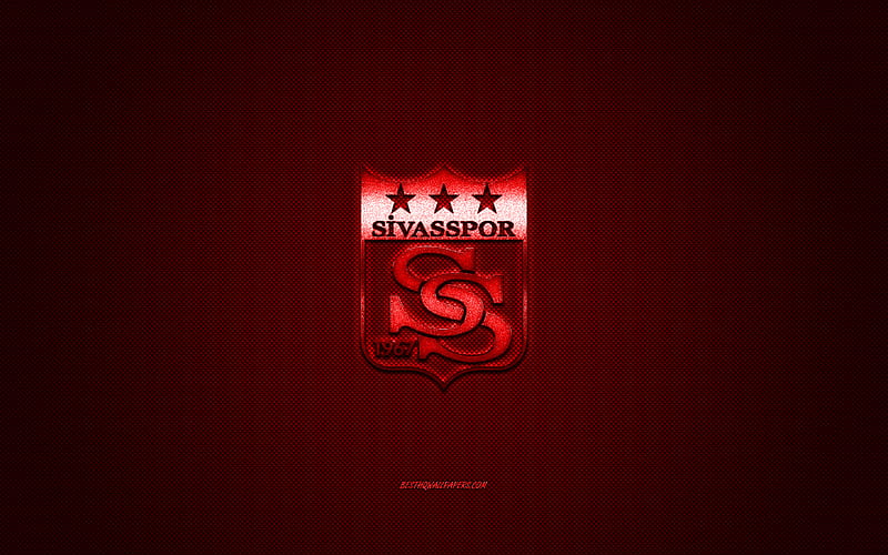 Sivasspor, Turkish football club, Turkish Super League, red logo, red carbon fiber background, football, Sivas, Turkey, Sivasspor logo, HD wallpaper