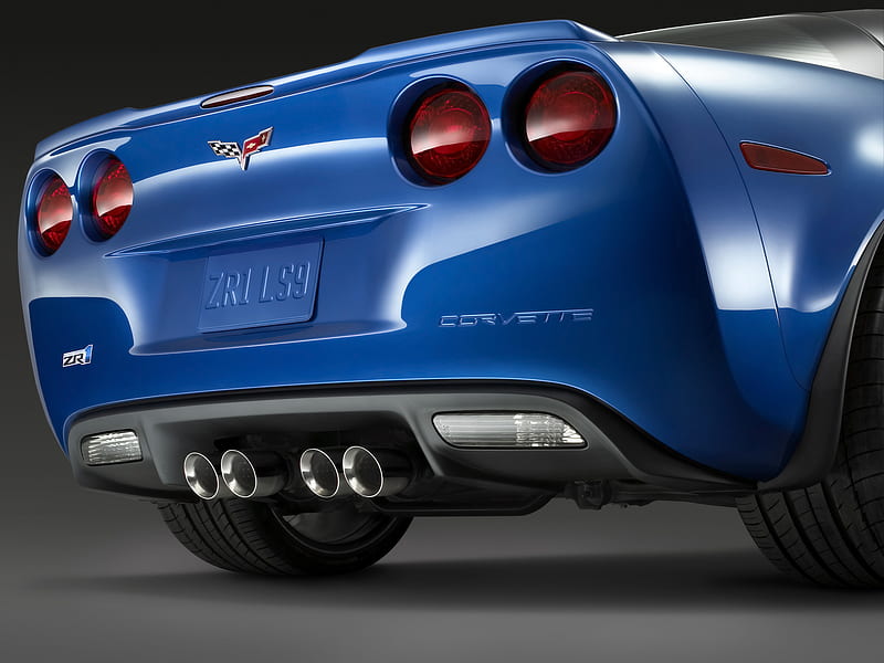 2009-Chevrolet-Corvette-ZR1-Rear-Section-Low-View, 2008, corvette, speed, chevrolet, car, sport car, fast, blue car, HD wallpaper