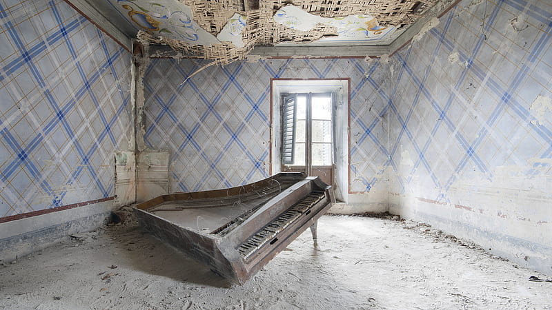 Music, Piano, Abandoned, Room, HD wallpaper