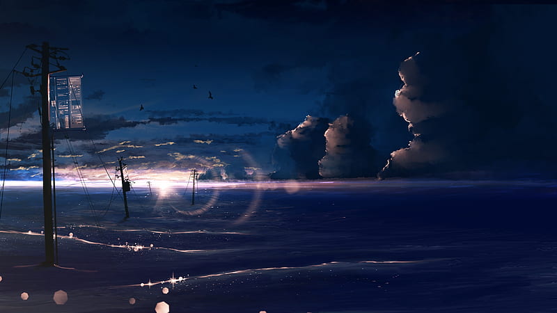 Anime landscape, clouds, scenic, lens flare, sunset, Anime, HD wallpaper |  Peakpx