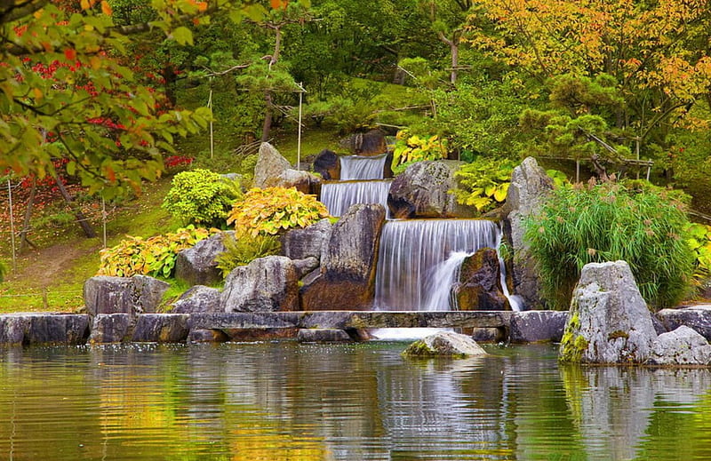 Park cascades, forest, stream, fall, greenery, bonito, park, trees