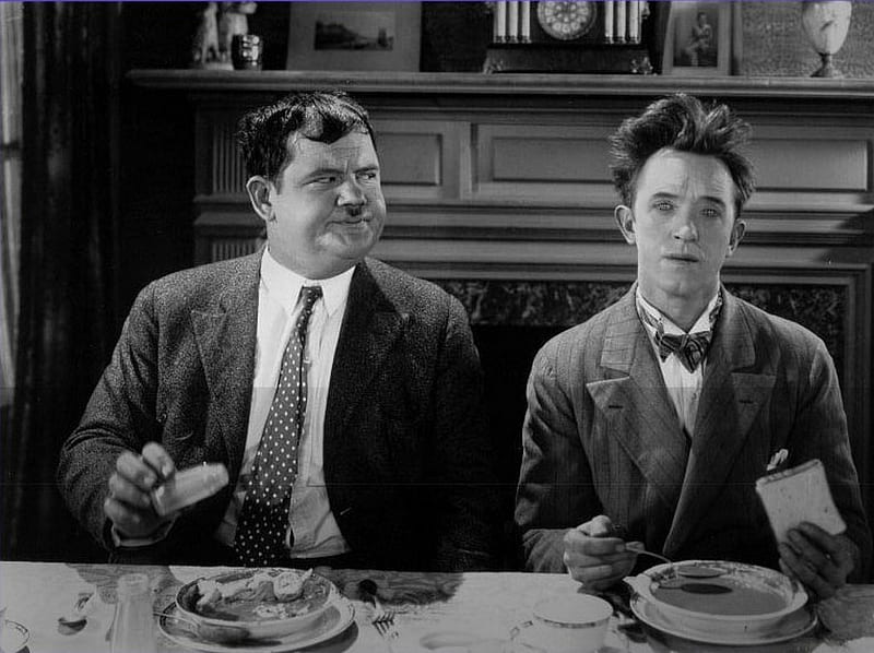 Laurel & Hardy, oliver hardy, black n white, hollywood, stan laurel, cinema, movies, HD wallpaper