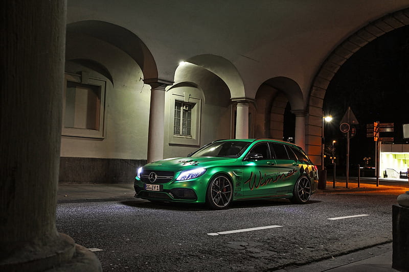night, 2017 cars, Mercedes-AMG C63, Wimmer, tuning, C-class, Mercedes, HD wallpaper