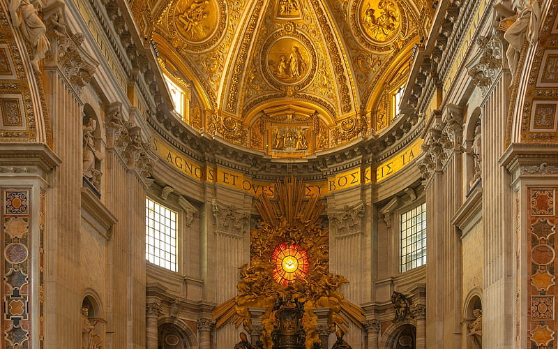 Apse in St. Peter's Basilica, Rome, Vatican, basilica, Italy, HD wallpaper
