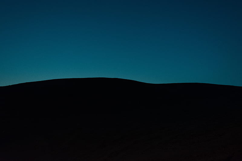 hill, night, horizon, dark, minimalism, HD wallpaper