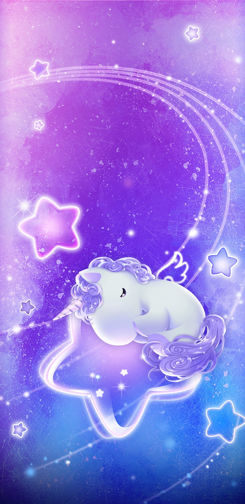 Unicorn Dreams, blue, cute, dream, fantasy, galaxy, girly, purple, sparkle, stars, HD phone wallpaper