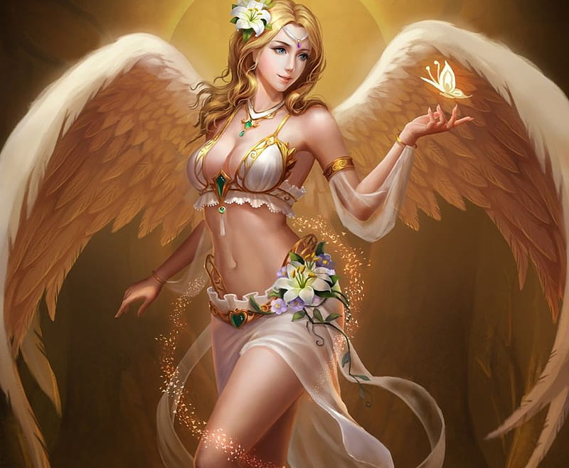 Fantasy Angel, artistic, art, fantasy, bonito, woman, artwork, HD wallpaper