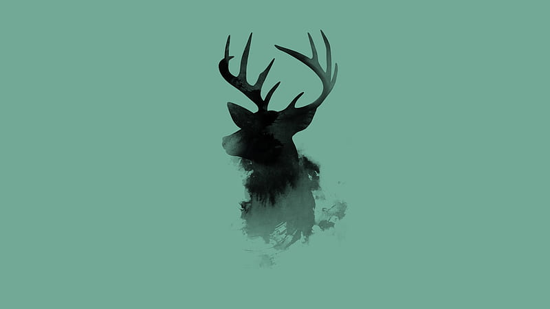 deer silhouette, digital art, Others, HD wallpaper