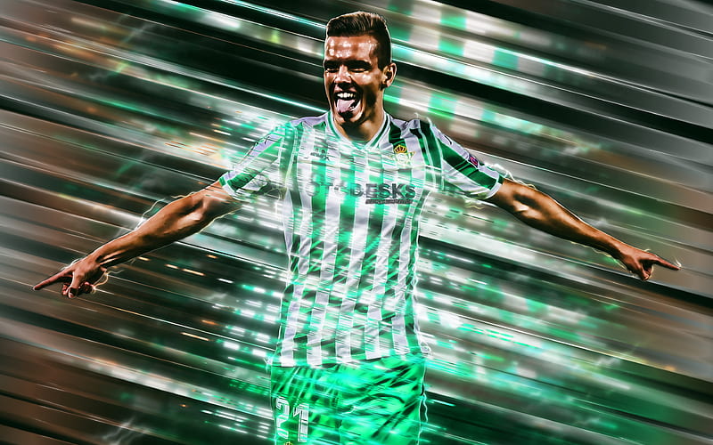 Giovani Lo Celso Real Betis, Argentinian footballer, creative art, blades style, La Liga, Spain, green background, lines art, football, Celso, HD wallpaper
