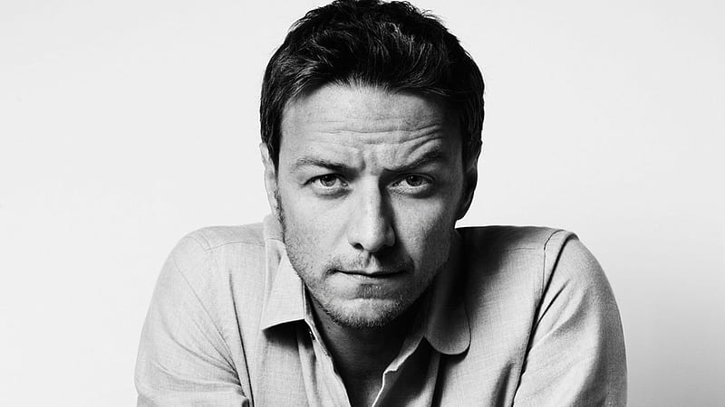 James McAvoy, black, bw, actor, man, HD wallpaper