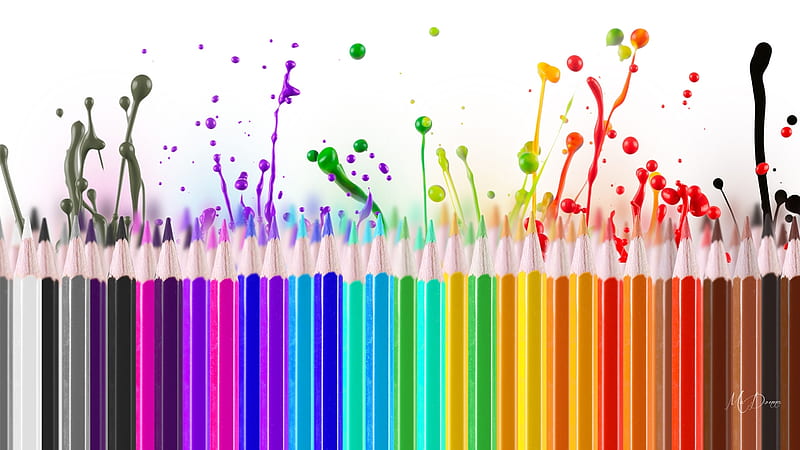 Art School, Firefox theme, school, art, pencils, colored pencils, paint, splatter, color, HD wallpaper
