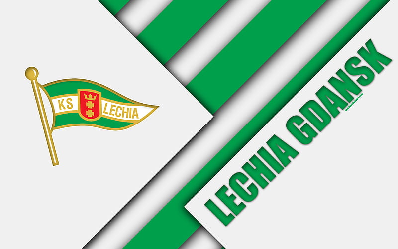 Lechia Gdansk FC, green white abstraction logo, material design, Polish football club, Gdansk, Poland, Ekstraklasa, football, HD wallpaper