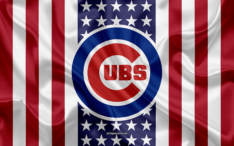 Chicago Cubs logo, emblem, silk texture