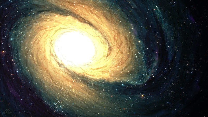 Glistening White Galaxy With Spiral Of Brown During Black Night Galaxy, HD wallpaper
