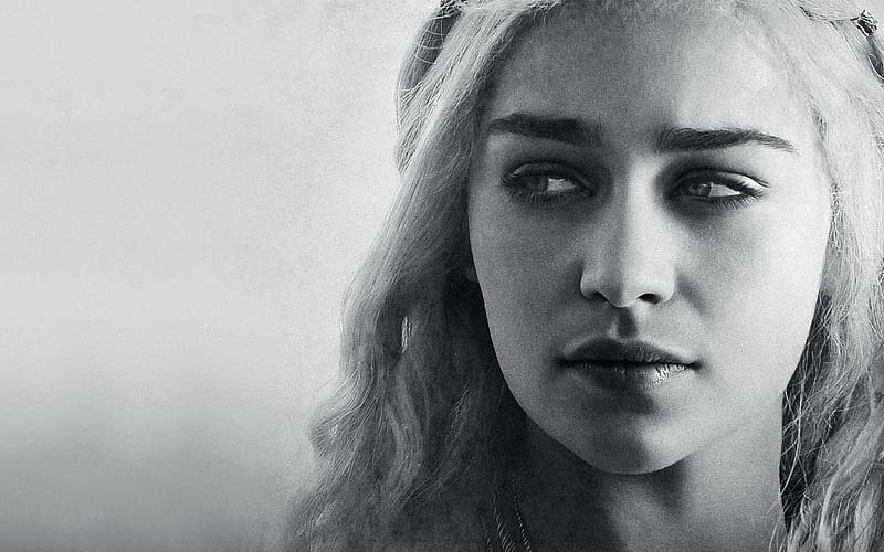 Game Of Thrones, Tv Show, Black & White, Daenerys Targaryen, Emilia Clarke, HD wallpaper