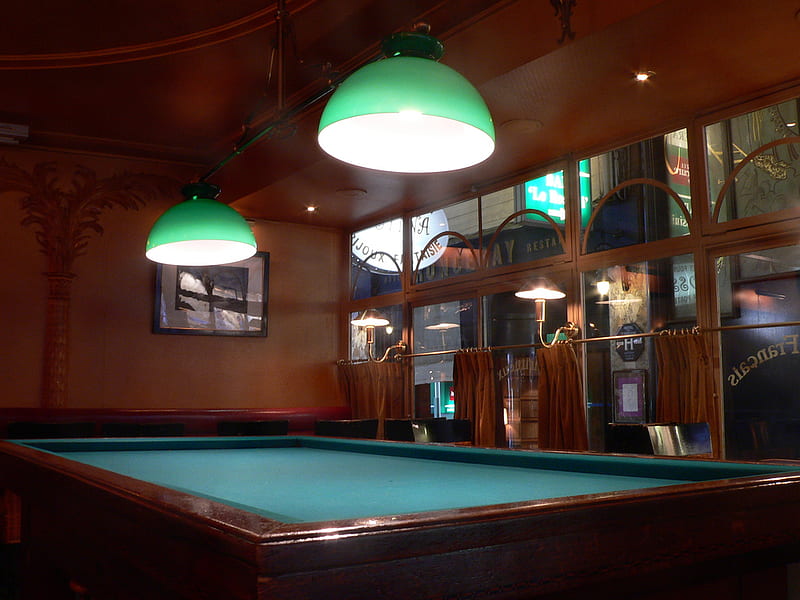 Billiard Room, lighting, billiards, bar, game, pool, bistro, lights, HD wallpaper