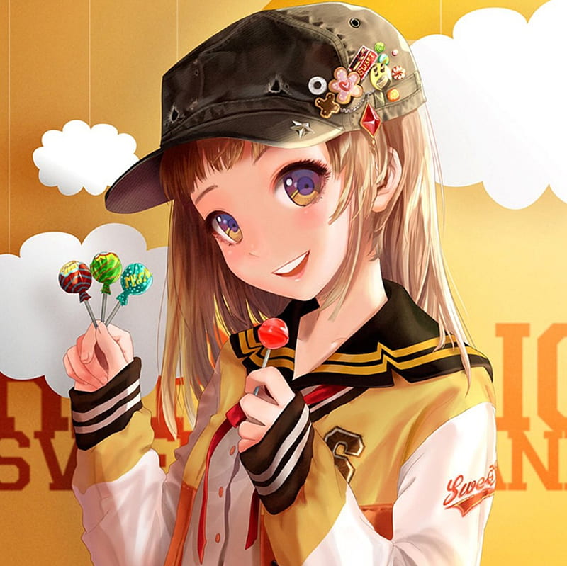 Girl, lollipops, anime, art, HD phone wallpaper | Peakpx