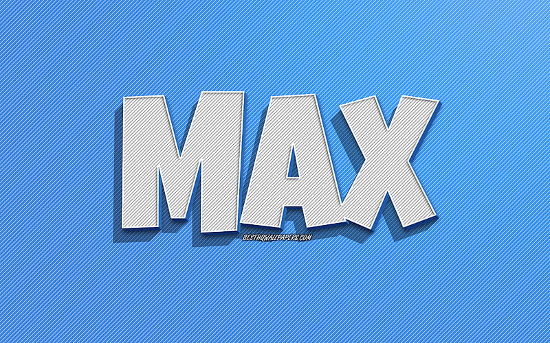 Max, blue lines background, with names, Max name, male names, Max greeting card, line art, with Max name, HD wallpaper