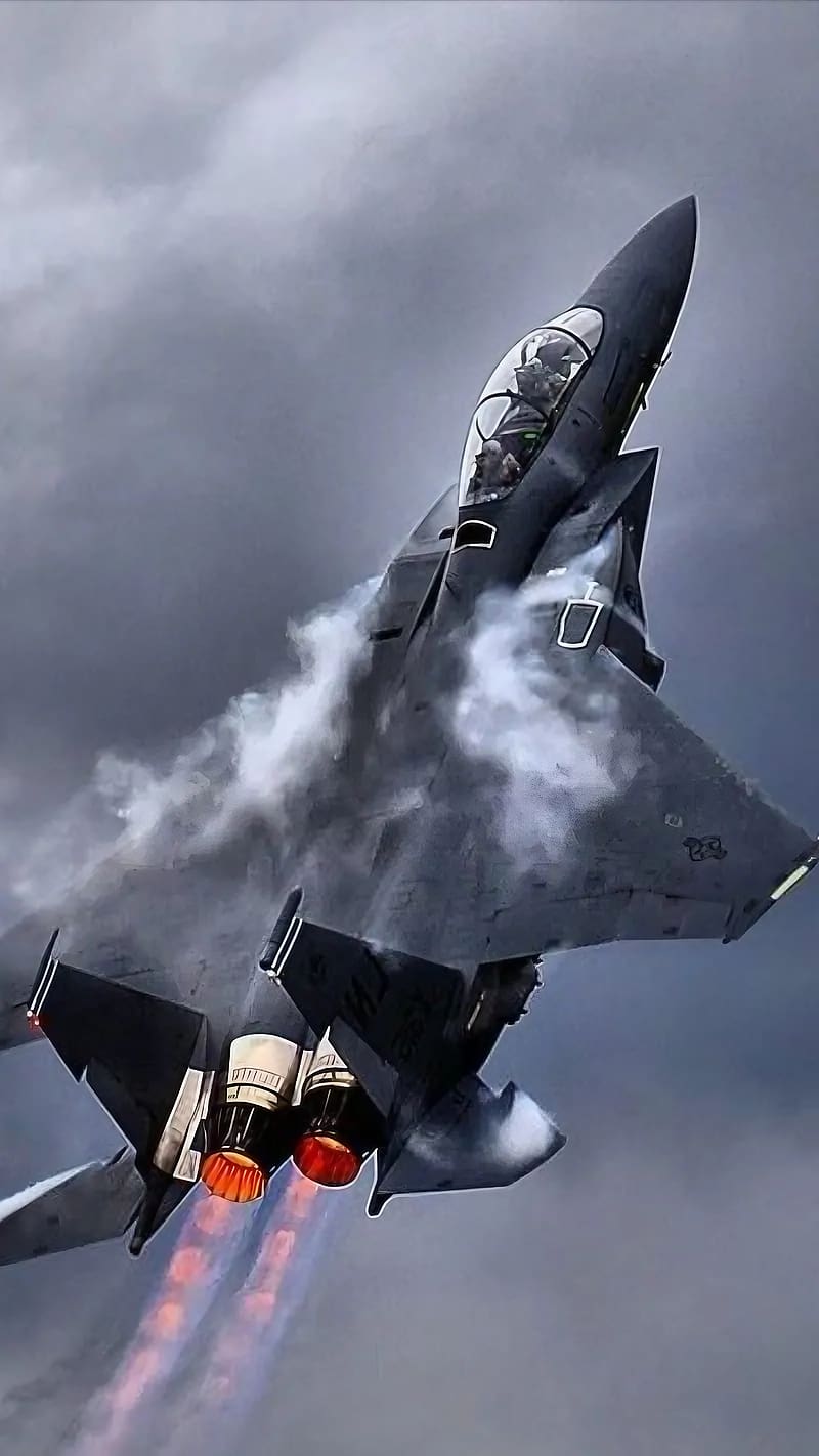Fighter Plane, Between Dark Clouds, dark clouds, air force, military, HD phone wallpaper