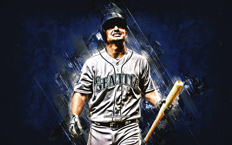 Kyle Seager, Seattle Mariners, MLB, american baseball player, blue stone background, baseball, USA, Major League Baseball, HD wallpaper