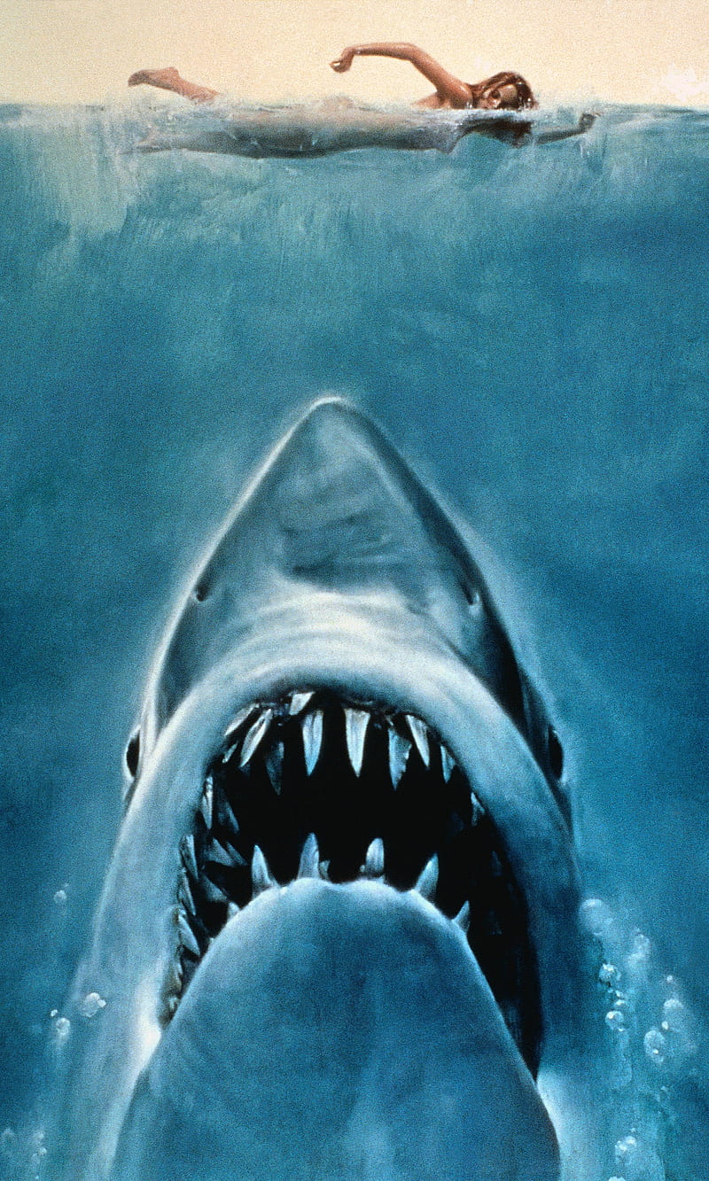 Jaws, blue, girl, HD phone wallpaper