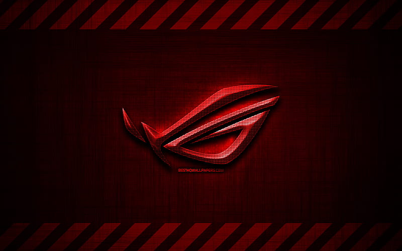 RoG logo red metal background, Republic Of Gamers, grunge art, RoG, brands, creative, RoG 3D logo, artwork, RoG red logo, HD wallpaper