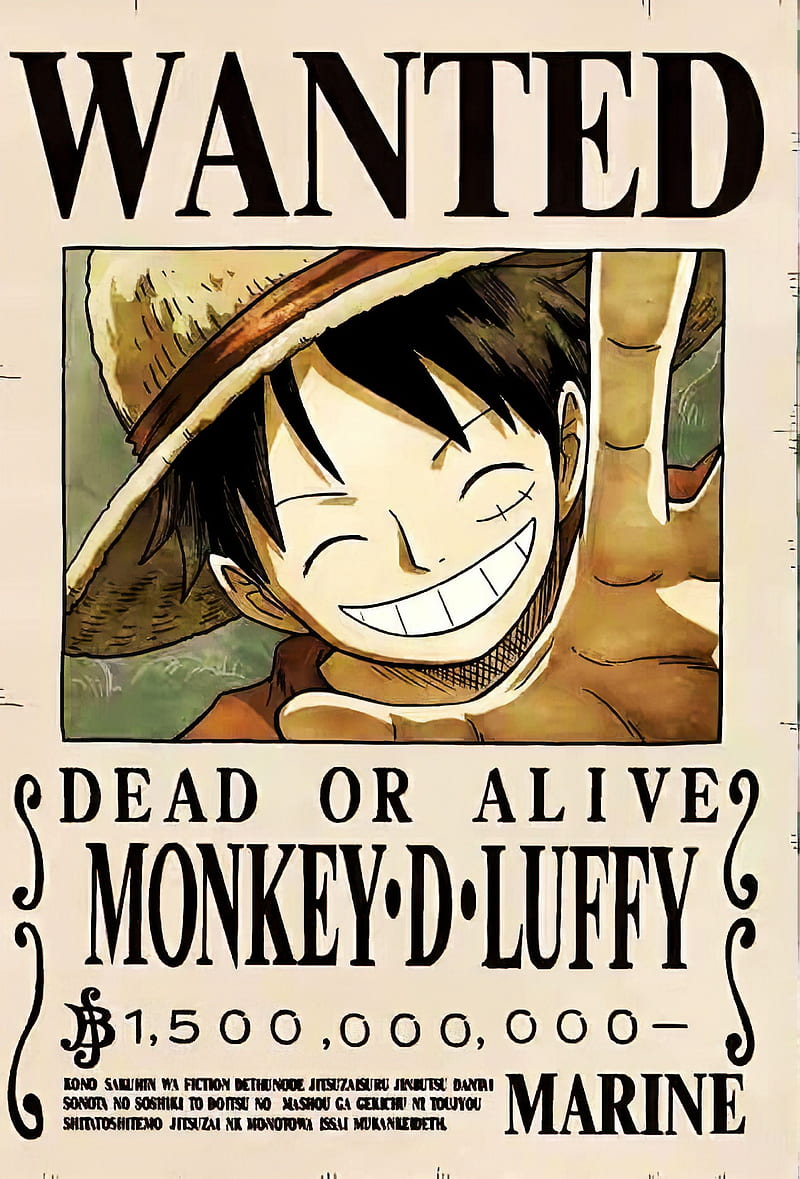 Anime One Piece Wanted Wallpaper Dead Or Alive Monkey D Luffy