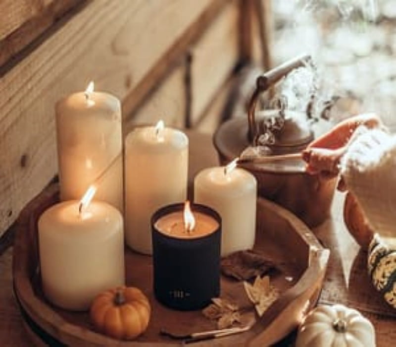Candles and Small Pumpkin, Album, Leaves, Candles, Pumkpin, Autumn, HD wallpaper
