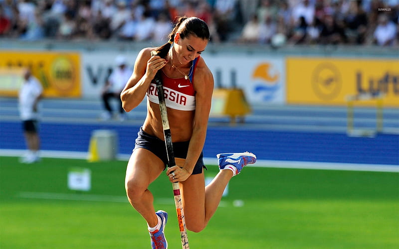 yelena isinbayeva, isinbayeva, yelena, grass, girl, HD wallpaper