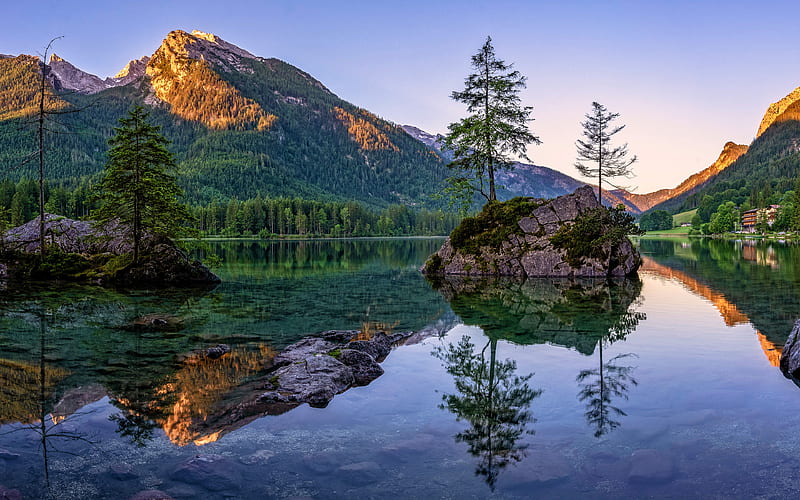 Berchtesgadener Land, , mountains, sunset, Alps, summer, Bavaria, Germany, Europe, beautiful nature, HD wallpaper