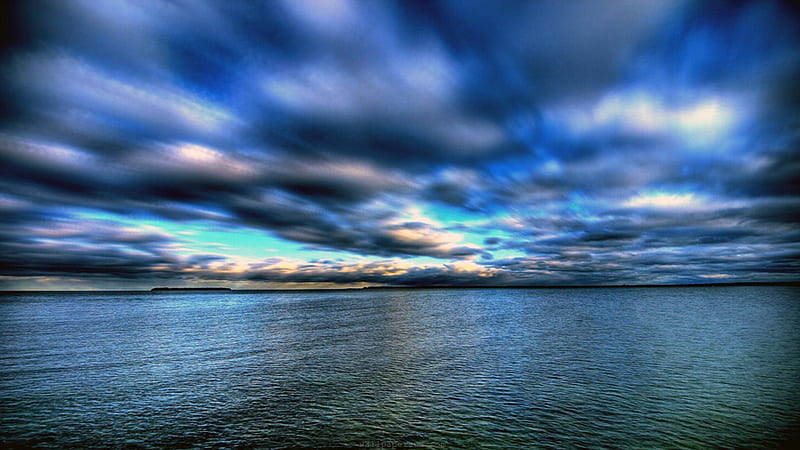 gorgeous clouds over sea, horizon, sky, clouds, sea, HD wallpaper