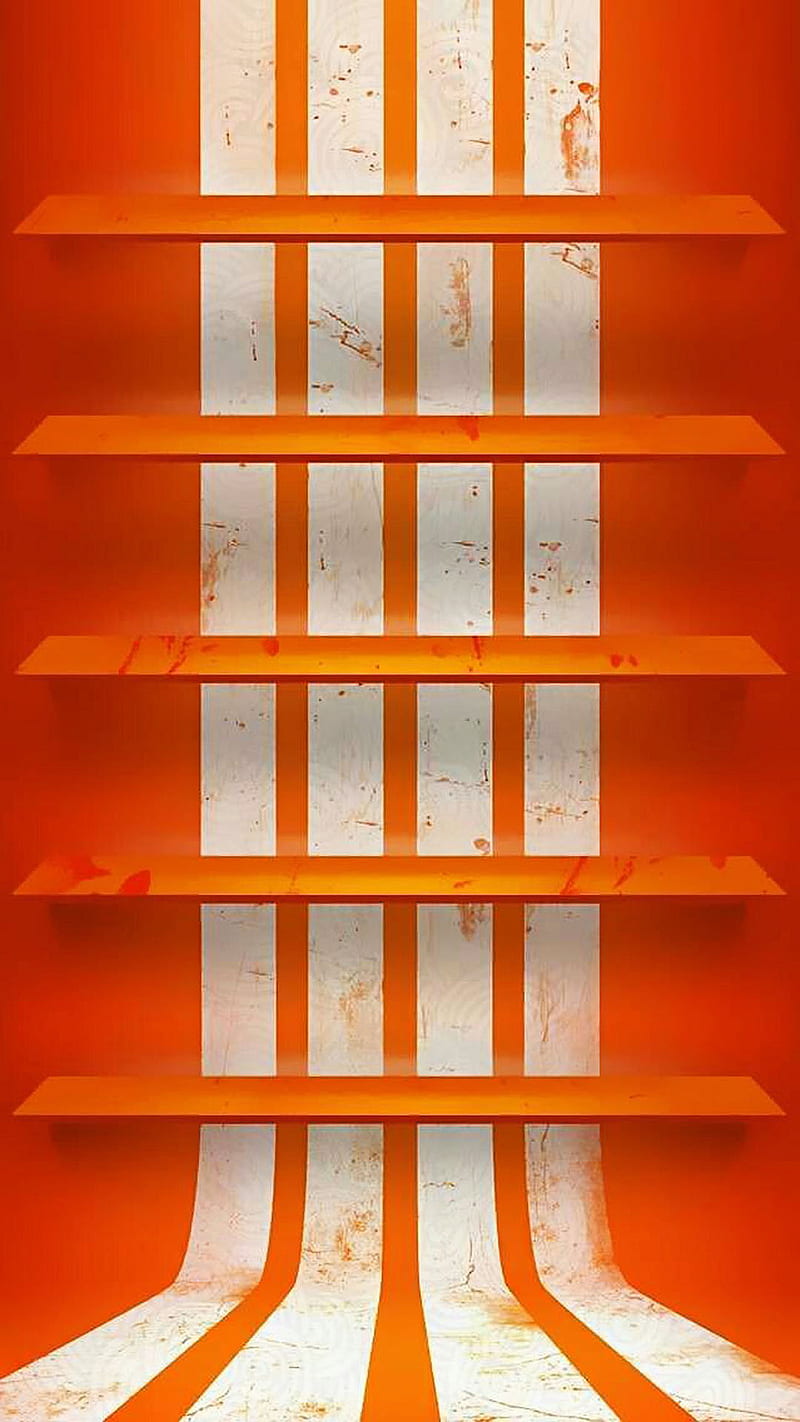 shelf, background, lines, orange, white, HD phone wallpaper